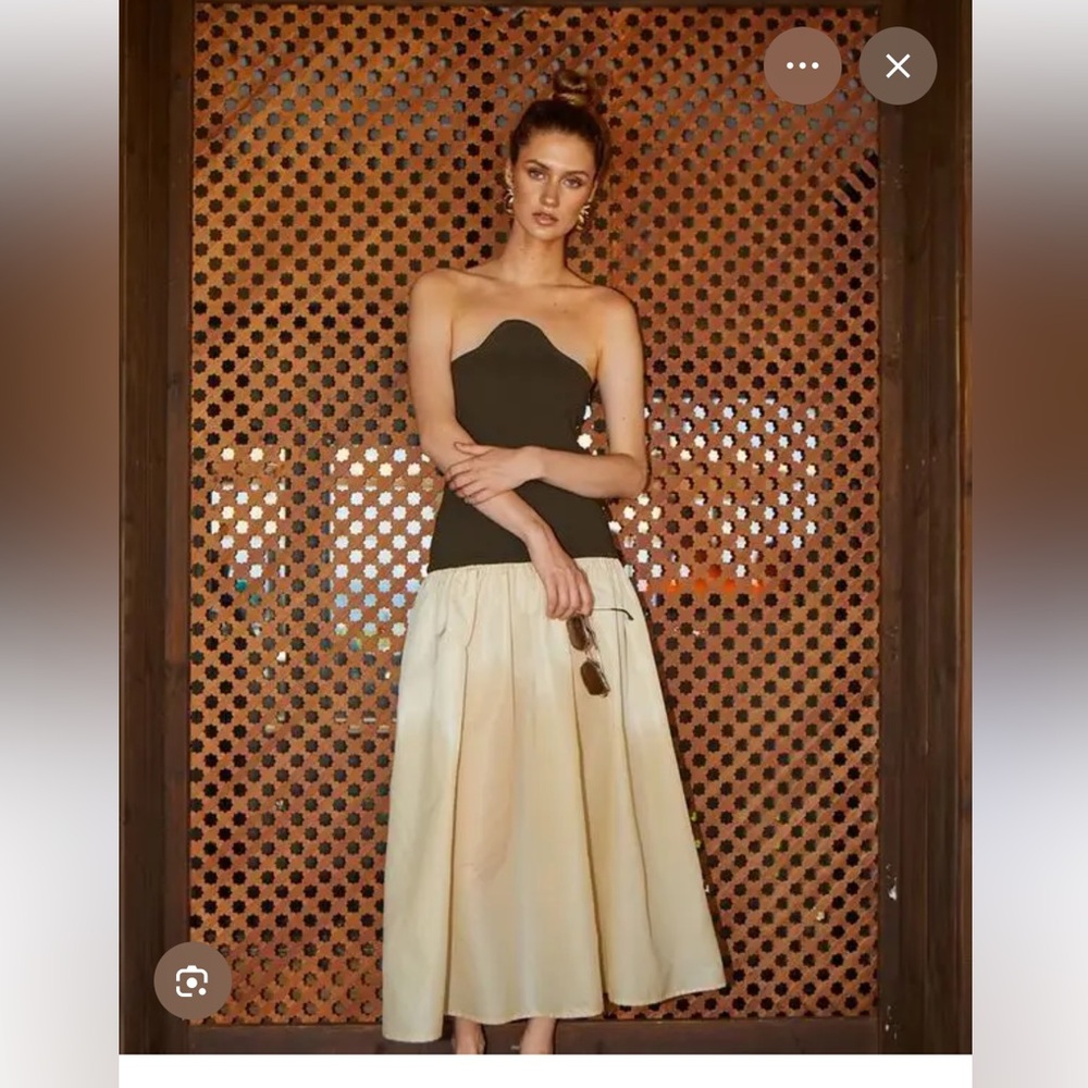 IQ Collection Strapless Taffeta Midi Dress - M - NWT
